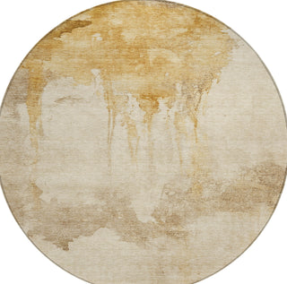 Piper Looms Chantille Modern ACN1791 Gold Machine Washable Area Rug Round Main Image