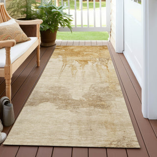 Piper Looms Chantille Modern ACN1791 Gold Machine Washable Area Rug Runner Outdoor Lifestyle Image Feature
