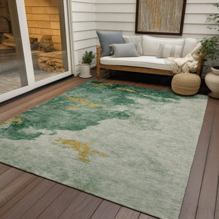 Piper Looms Chantille Modern ACN1792 Emerald Machine Washable Area Rug Outdoor Lifestyle Image Feature