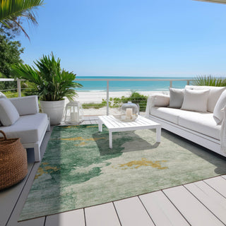 Piper Looms Chantille Modern ACN1792 Emerald Machine Washable Area Rug Outdoor Lifestyle Image Feature