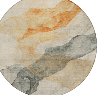 Piper Looms Chantille Modern ACN1793 Orange Machine Washable Area Rug Round Main Image