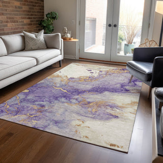Piper Looms Chantille Modern ACN1794 Purple Machine Washable Area Rug Lifestyle Image Feature