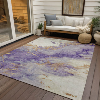 Piper Looms Chantille Modern ACN1794 Purple Machine Washable Area Rug Outdoor Lifestyle Image Feature