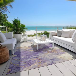 Piper Looms Chantille Modern ACN1794 Purple Machine Washable Area Rug Outdoor Lifestyle Image Feature