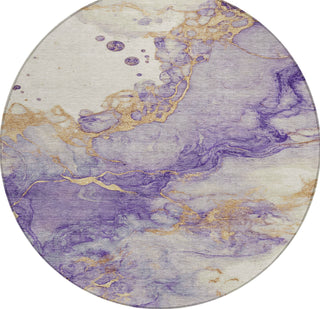 Piper Looms Chantille Modern ACN1794 Purple Machine Washable Area Rug Round Main Image