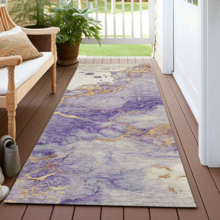 Piper Looms Chantille Modern ACN1794 Purple Machine Washable Area Rug Runner Outdoor Lifestyle Image Feature