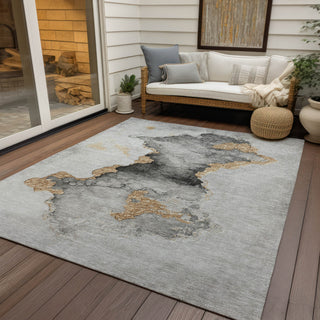 Piper Looms Chantille Modern ACN1795 Gray Machine Washable Area Rug Outdoor Lifestyle Image Feature