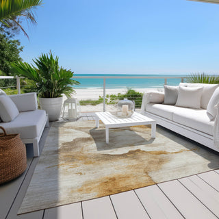 Piper Looms Chantille Modern ACN1796 Beige Machine Washable Area Rug Outdoor Lifestyle Image Feature