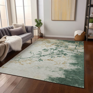 Piper Looms Chantille Floral ACN1798 Emerald Machine Washable Area Rug Lifestyle Image Feature