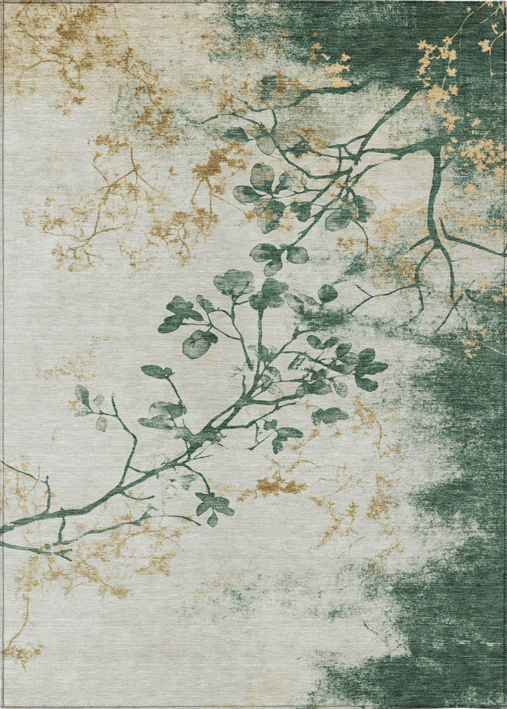 Piper Looms Chantille Floral ACN1798 Emerald Machine Washable Area Rug main image