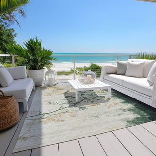 Piper Looms Chantille Floral ACN1798 Emerald Machine Washable Area Rug Outdoor Lifestyle Image Feature