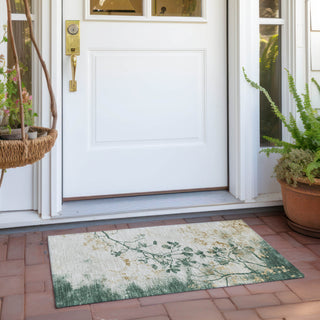 Piper Looms Chantille Floral ACN1798 Emerald Machine Washable Area Rug Scatter Outdoor Lifestyle Image Feature