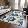 Piper Looms Chantille Floral ACN1802 Navy Machine Washable Area Rug Lifestyle Image Feature