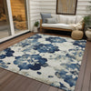 Piper Looms Chantille Floral ACN1802 Navy Machine Washable Area Rug Outdoor Lifestyle Image Feature
