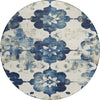 Piper Looms Chantille Floral ACN1802 Navy Machine Washable Area Rug Round Main Image