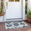 Piper Looms Chantille Floral ACN1802 Navy Machine Washable Area Rug Scatter Outdoor Lifestyle Image Feature