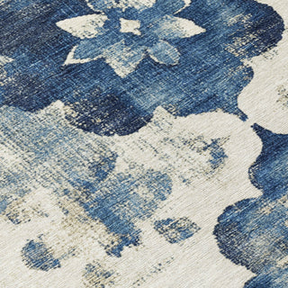 Piper Looms Chantille Floral ACN1802 Navy Machine Washable Area Rug Swatch Image