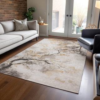 Piper Looms Chantille Floral ACN1804 Putty Machine Washable Area Rug Lifestyle Image Feature