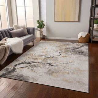 Piper Looms Chantille Floral ACN1804 Putty Machine Washable Area Rug Lifestyle Image Feature