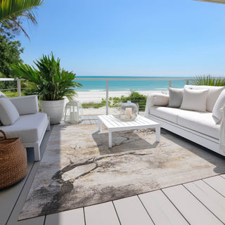 Piper Looms Chantille Floral ACN1804 Putty Machine Washable Area Rug Outdoor Lifestyle Image Feature