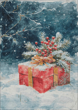 Piper Looms Chantille Christmas ACN1805 Blue Machine Washable Area Rug main image