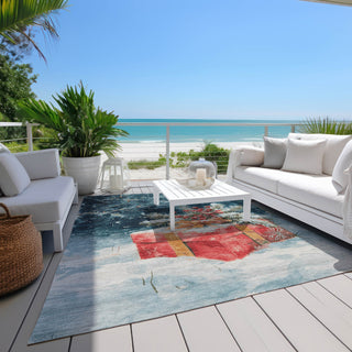 Piper Looms Chantille Christmas ACN1805 Blue Machine Washable Area Rug Outdoor Lifestyle Image Feature