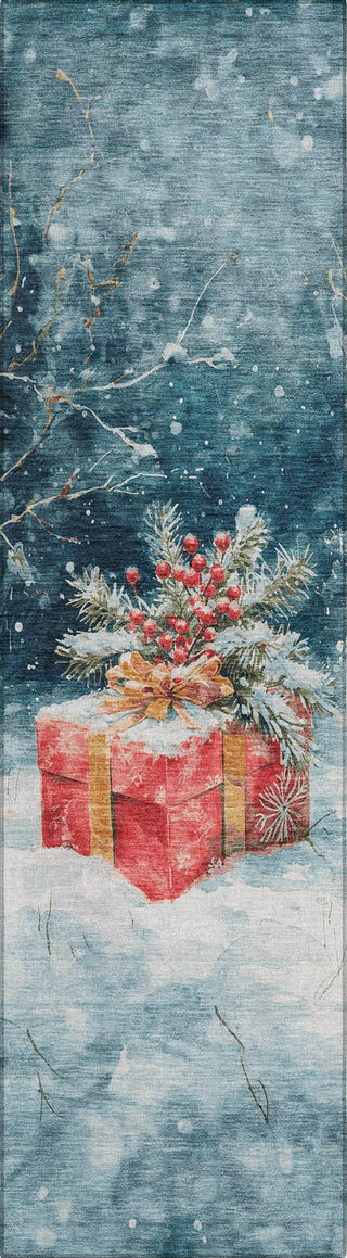 Piper Looms Chantille Christmas ACN1805 Blue Machine Washable Area Rug Runner Main Image