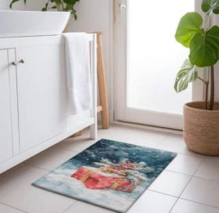 Piper Looms Chantille Christmas ACN1805 Blue Machine Washable Area Rug Scatter Lifestyle Image Feature