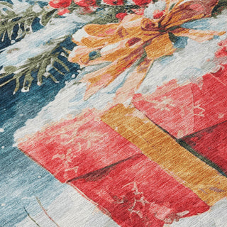 Piper Looms Chantille Christmas ACN1805 Blue Machine Washable Area Rug Swatch Image