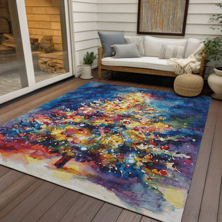 Piper Looms Chantille Christmas ACN1806 Navy Machine Washable Area Rug Outdoor Lifestyle Image Feature