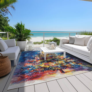 Piper Looms Chantille Christmas ACN1806 Navy Machine Washable Area Rug Outdoor Lifestyle Image Feature