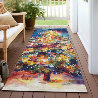 Piper Looms Chantille Christmas ACN1806 Navy Machine Washable Area Rug Runner Outdoor Lifestyle Image Feature
