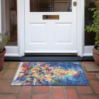 Piper Looms Chantille Christmas ACN1806 Navy Machine Washable Area Rug Scatter Outdoor Lifestyle Image Feature