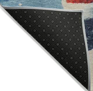 Piper Looms Chantille Christmas ACN1807 Blue Machine Washable Area Rug Backing Image