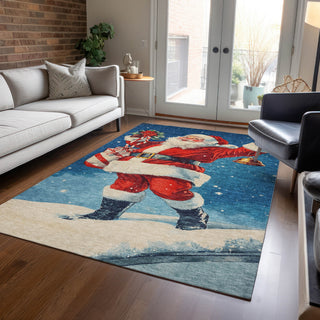 Piper Looms Chantille Christmas ACN1807 Blue Machine Washable Area Rug Lifestyle Image Feature