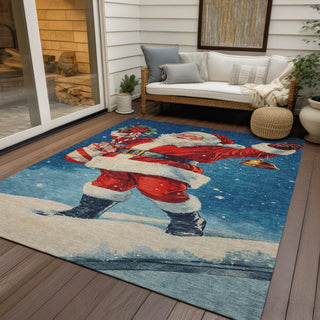 Piper Looms Chantille Christmas ACN1807 Blue Machine Washable Area Rug Outdoor Lifestyle Image Feature