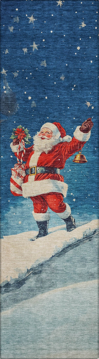 Piper Looms Chantille Christmas ACN1807 Blue Machine Washable Area Rug Runner Main Image