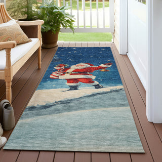 Piper Looms Chantille Christmas ACN1807 Blue Machine Washable Area Rug Runner Outdoor Lifestyle Image Feature