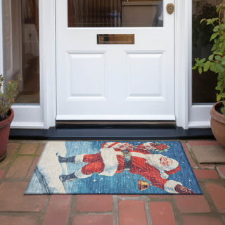 Piper Looms Chantille Christmas ACN1807 Blue Machine Washable Area Rug Scatter Outdoor Lifestyle Image Feature