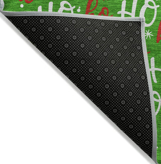 Piper Looms Chantille Christmas ACN1810 Green Machine Washable Area Rug Backing Image