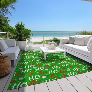 Piper Looms Chantille Christmas ACN1810 Green Machine Washable Area Rug Outdoor Lifestyle Image Feature