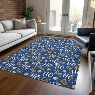 Piper Looms Chantille Christmas ACN1810 Navy Machine Washable Area Rug Lifestyle Image Feature