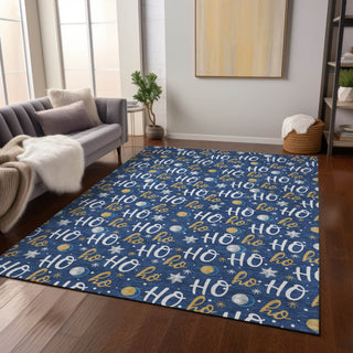 Piper Looms Chantille Christmas ACN1810 Navy Machine Washable Area Rug Lifestyle Image Feature
