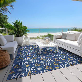 Piper Looms Chantille Christmas ACN1810 Navy Machine Washable Area Rug Outdoor Lifestyle Image Feature