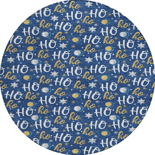 Piper Looms Chantille Christmas ACN1810 Navy Machine Washable Area Rug Round Main Image