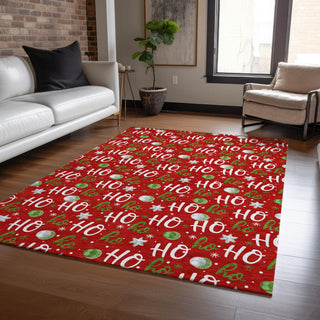Piper Looms Chantille Christmas ACN1810 Red Machine Washable Area Rug Lifestyle Image Feature