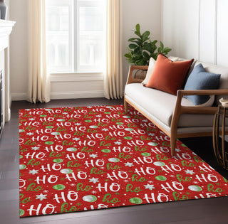 Piper Looms Chantille Christmas ACN1810 Red Machine Washable Area Rug Lifestyle Image Feature