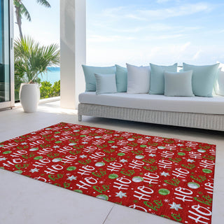 Piper Looms Chantille Christmas ACN1810 Red Machine Washable Area Rug Outdoor Lifestyle Image Feature