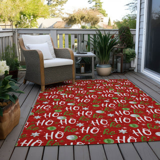 Piper Looms Chantille Christmas ACN1810 Red Machine Washable Area Rug Outdoor Lifestyle Image Feature