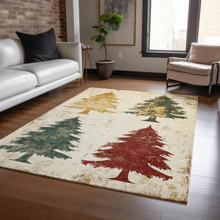 Piper Looms Chantille Christmas ACN1811 Ivory Machine Washable Area Rug Lifestyle Image Feature